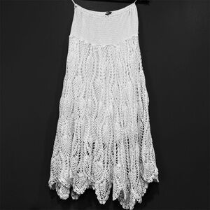 Raviya White Crochet boho chic Women convertible coverup size S